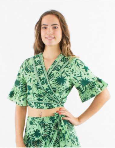 Bohemian style floral crop top
