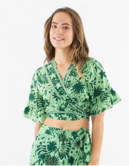 Bohemian style floral crop top