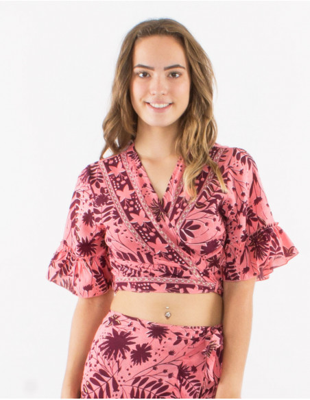 Bohemian style floral crop top