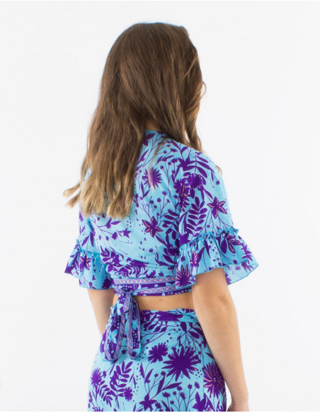 Blouse crop cache cœur bohème florale