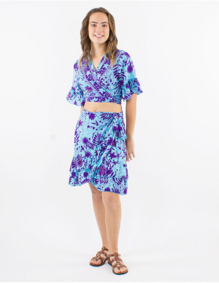 Blouse crop cache cœur bohème florale