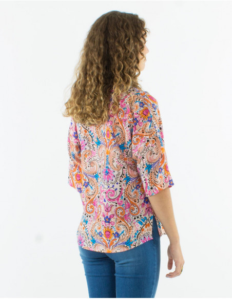 Blouse manches 3/4 motif cachemire