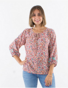 Blouse ample romantique col rond noué