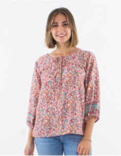 Blouse ample romantique col rond noué 2