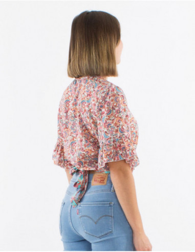 Floral ruffled crop top