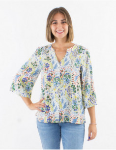 3/4-sleeve pastel cashmere printed shirt 2