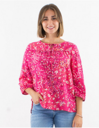 Blouse ample motifs fleurs originales