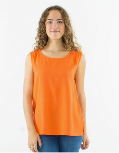 Basic tank top in linen and viscose