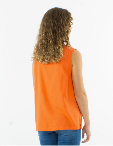 Basic tank top in linen and viscose