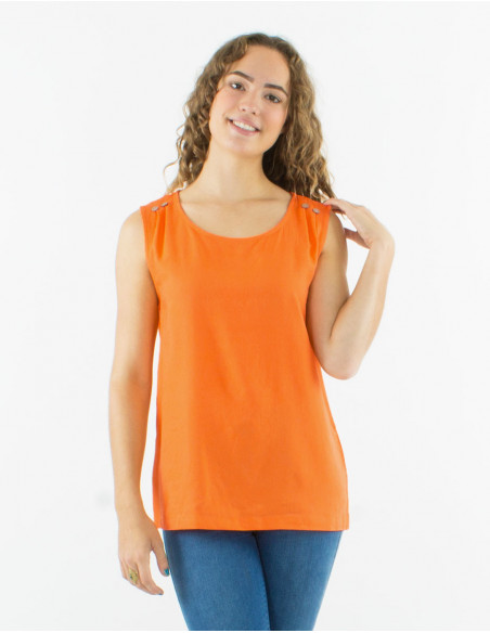 Basic tank top in linen and viscose
