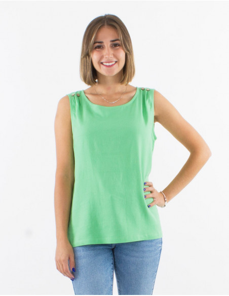 Basic tank top in linen and viscose