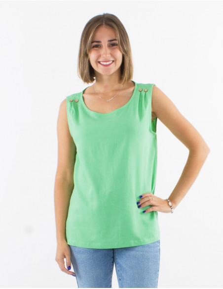Basic tank top in linen and viscose