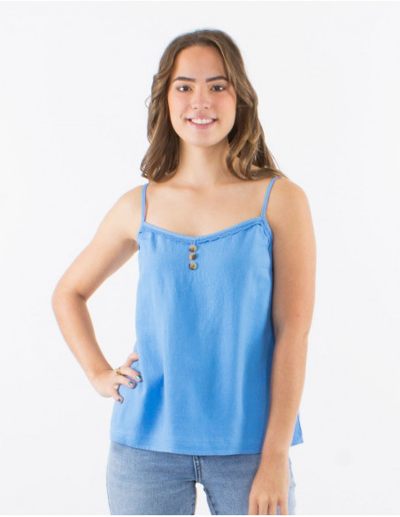 Top chic fines bretelles lin et viscose