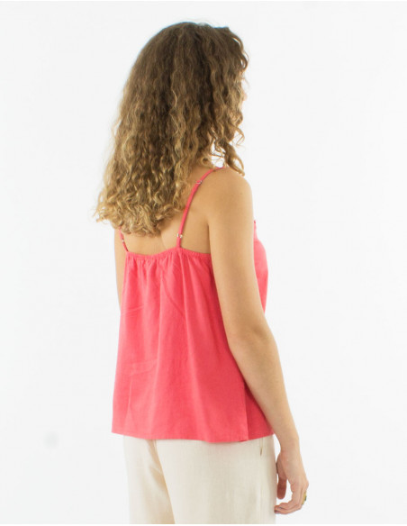 Top chic fines bretelles lin et viscose