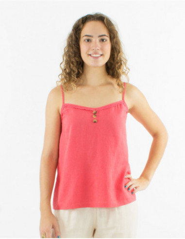 Top chic fines bretelles lin et viscose