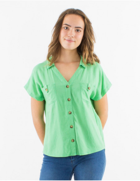Basic blouse with wooden buttons