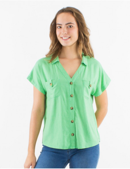 Basic blouse with wooden buttons