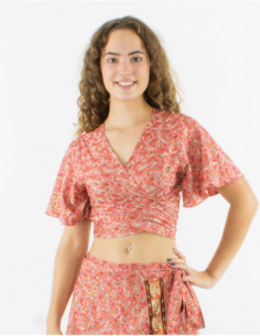 gold cashmere ethnic printed crop top 2