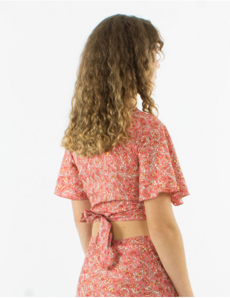 gold cashmere ethnic printed crop top