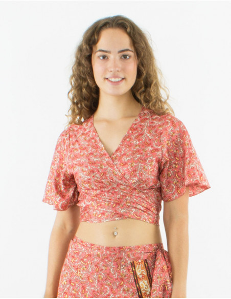 gold cashmere ethnic printed crop top