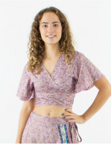gold cashmere ethnic printed crop top