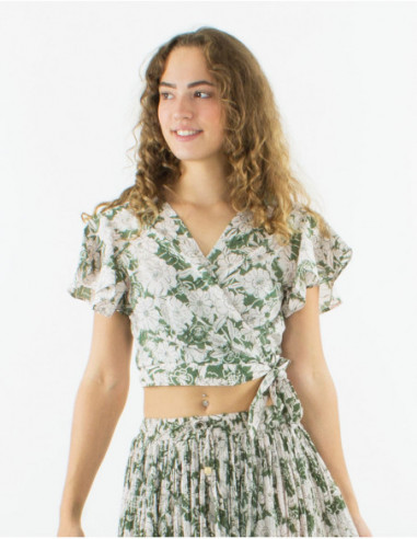 Chemisier cache cœur crop top boho