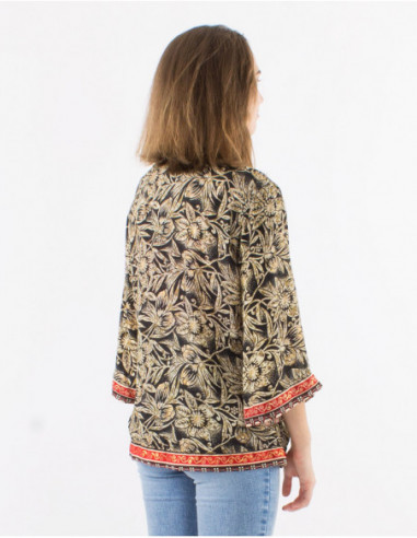 Flowy ethnic floral kimono jacket
