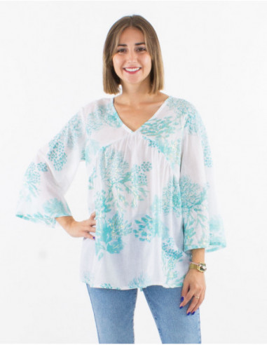 Blouse Tie Dye romantique en coton