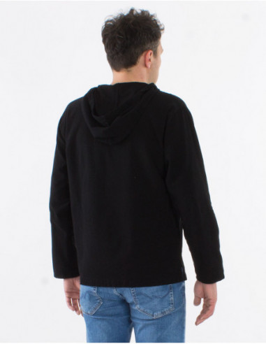 Men's plain shirt with laces on collar