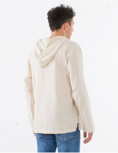 Men's plain shirt with laces on collar