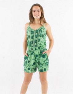 Combi short à bretelles bohème floral