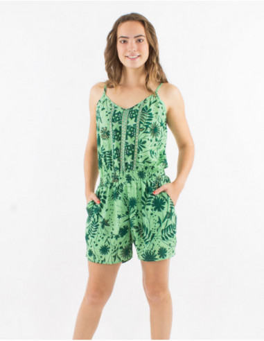 Bohemian floral jumpsuit with straps