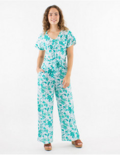 Combi pantalon bohème chic à ceinture 2