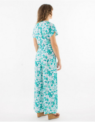 Combi pantalon bohème chic à ceinture