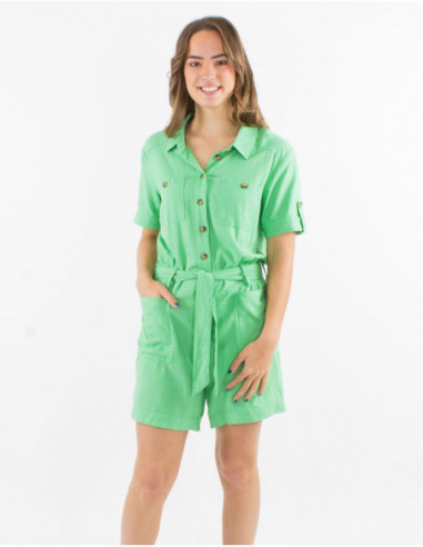 Combishort unie avec ceinture à nouer