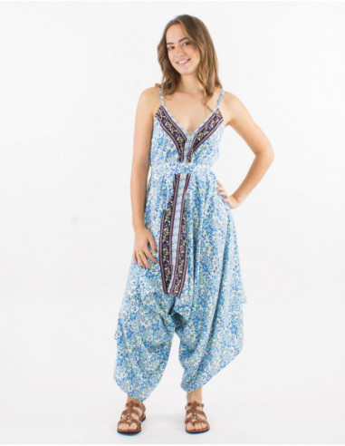 Boho floral belted jumpsuit