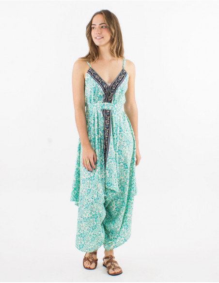 Combinaison à ceinture boho florale