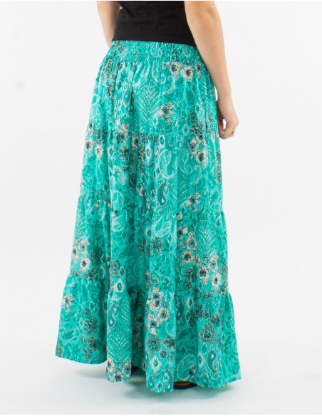 Jupe longue boho cachemire argenté