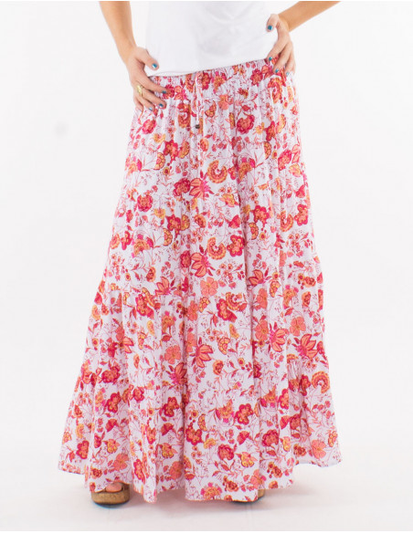 Bohemian viscose floral long skirt