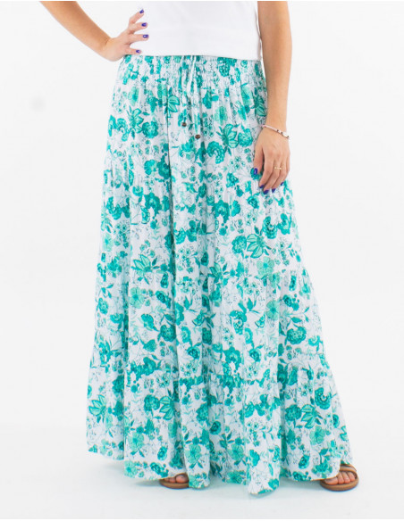 Bohemian viscose floral long skirt