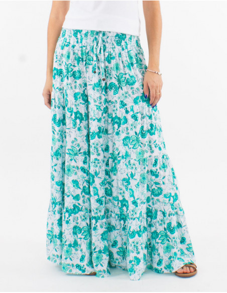 Jupe longue viscose bohème fleurie