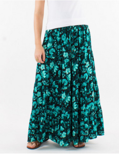 Bohemian viscose floral long skirt
