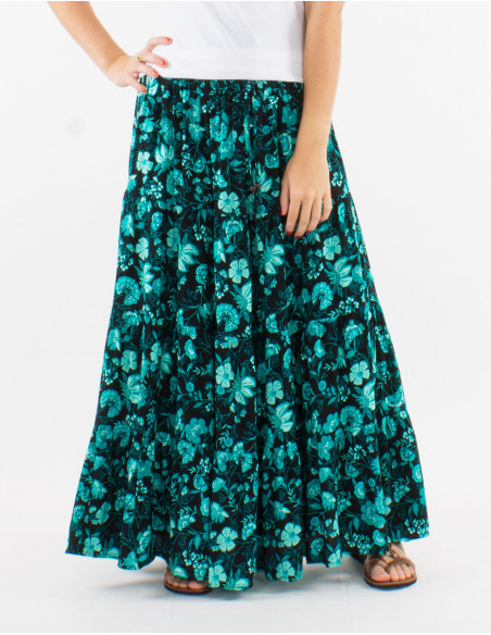Bohemian viscose floral long skirt