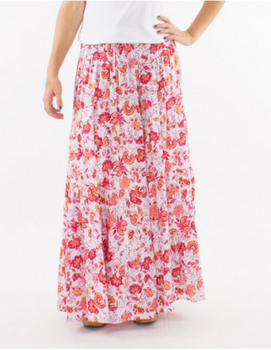 Bohemian viscose floral long skirt
