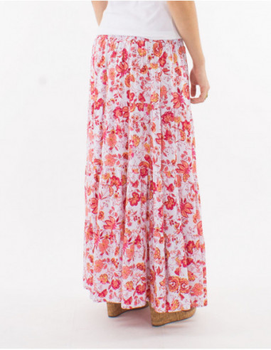 Jupe longue viscose bohème fleurie