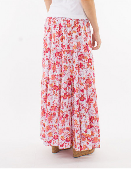 Bohemian viscose floral long skirt