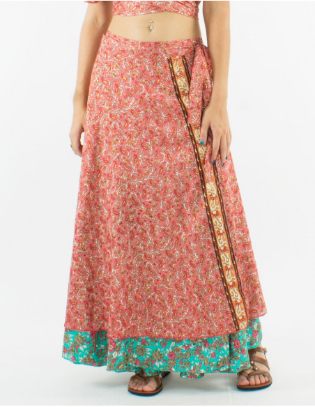 Jupe longue portefeuille hippie dorée