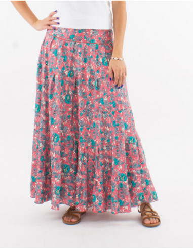 Bohemian flowing long skirt with ruffles