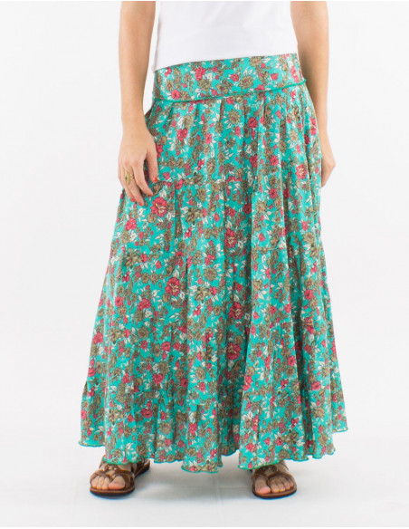 Bohemian flowing long skirt with ruffles