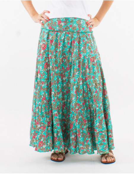 Bohemian flowing long skirt with ruffles